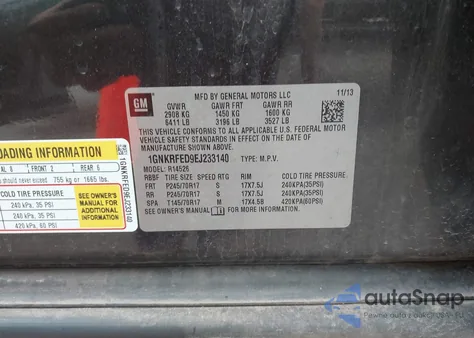 2014 Chevrolet Traverse Ls z USA, uszkodzony, nr VIN 1GNKRFED9EJ233140